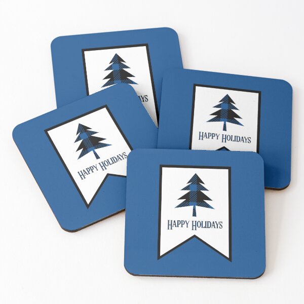 Item preview, Blue Plaid “Happy Holidays” Banner Flag - Blue Background designed and sold by PawsitiveMum.