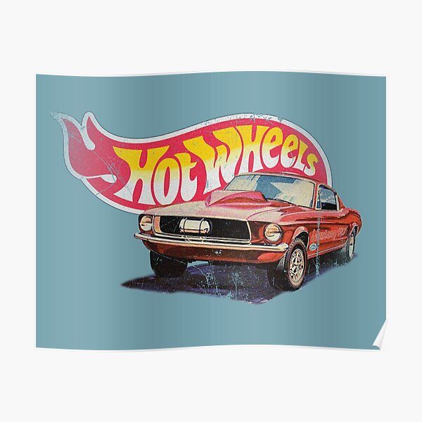 Mustang - 1968 Custom - Vintage, Distressed Hot Wheels 1968 Custom - Ligne rouge Poster