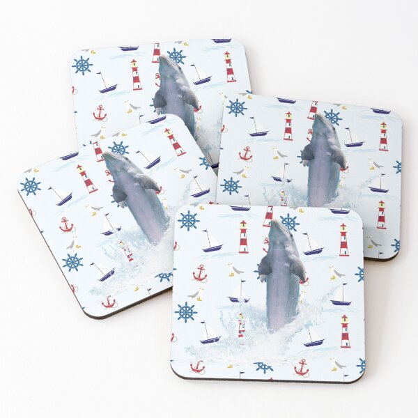 Summertime with dolphin Coasters (Set of 4)