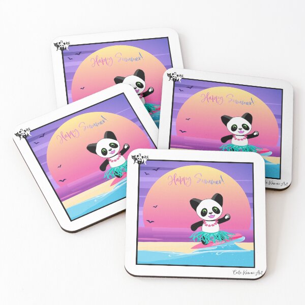 Item preview, Happy Summer - featuring Happy Panda. By Cute Kawaii Art. designed and sold by CuteKawaiiArt.