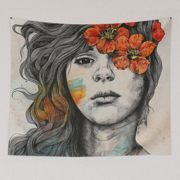 Item preview, Softly Spoken Agony | flower girl pencil portrait designed and sold by Marco Paludet.