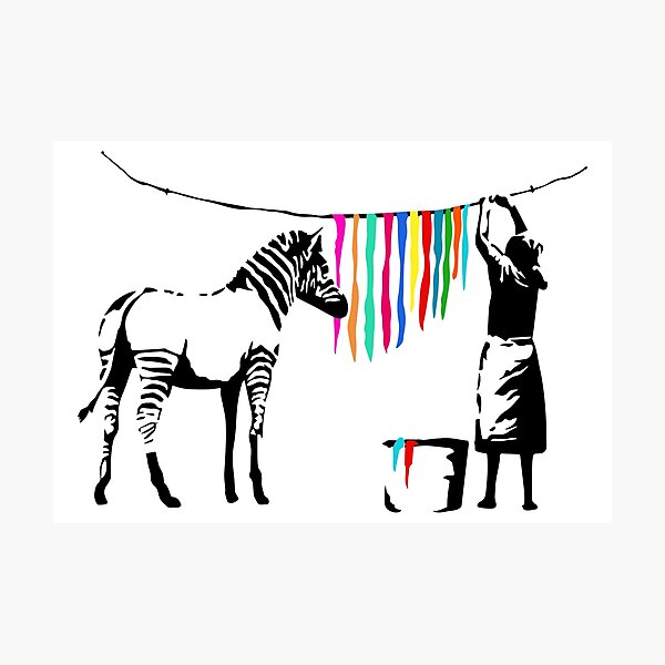 Zebra Stripes Washing - Banksy Graffiti Photographic Print