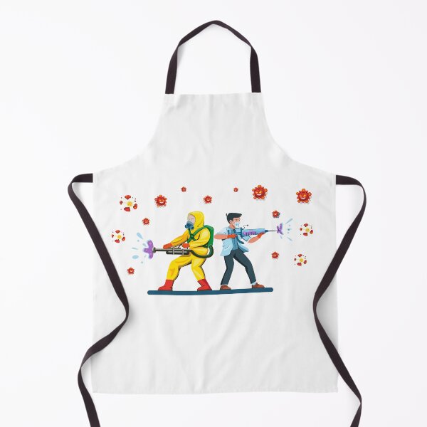 Item preview, Doctor with man wear hazmat suit fight and destroy bacteria virus comic cartoon illustration designed and sold by aryoyo.