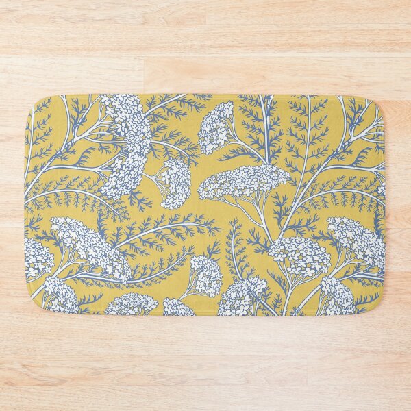 Item preview, blooming heck_white and blue flowers on yellow designed and sold by quinnhopp.