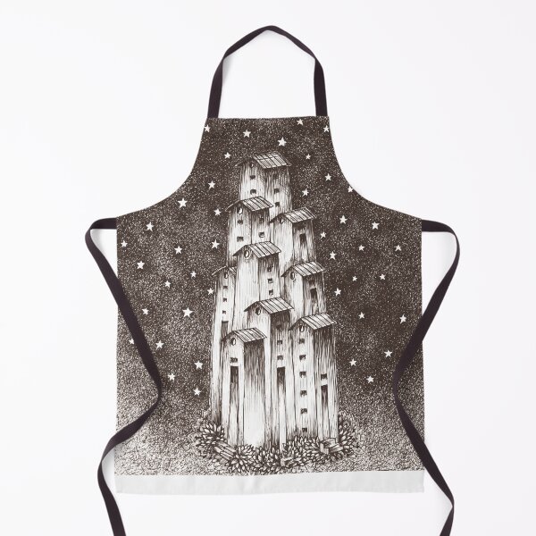 Item preview, Copy of Starry night with full of stars in the sky as a backdrop against an abstract colony of tall houses - Brown designed and sold by Wiggly Lines.