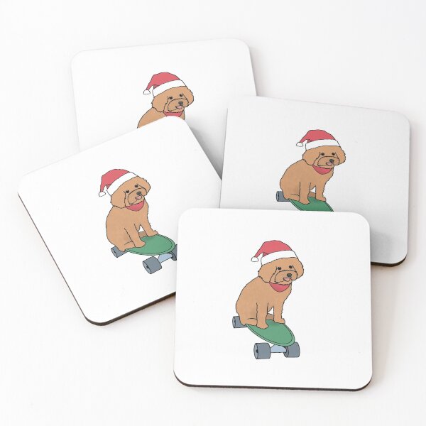 Item preview, Skateboarding poodle with Christmas hat designed and sold by OkeyDoggie.