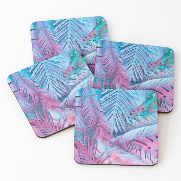 Item preview, Tropical and palm leaves in vibrant holographic neon colors designed and sold by Dear-Ashlin.
