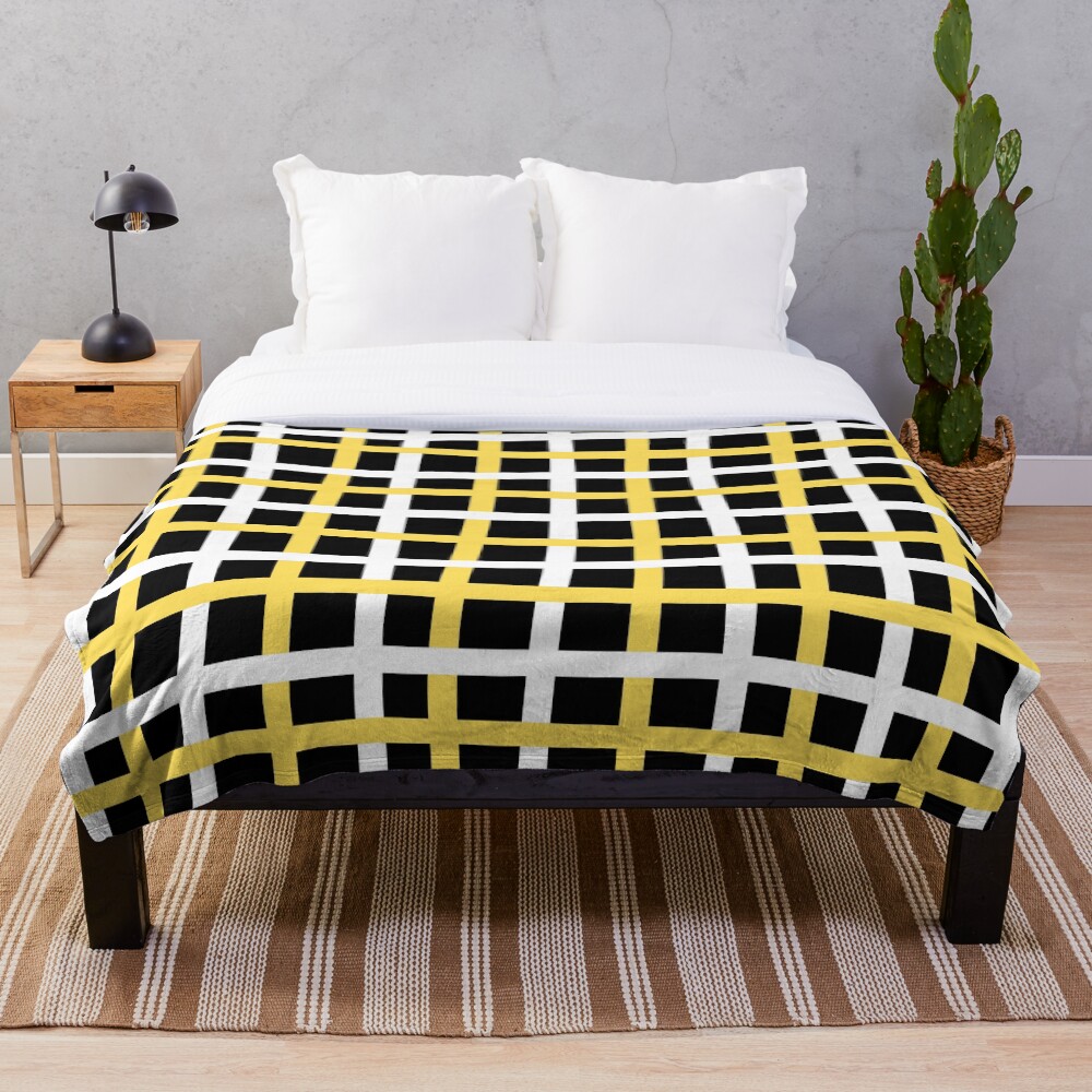 "COLORFUL CHECK PATTERN black and yellow" Throw Blanket for Sale by tulip20 Redbubble