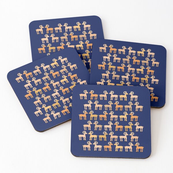 Item preview, Cute Bighorn Sheep Pattern (Mouflon) navy blue designed and sold by Davey's Designs.