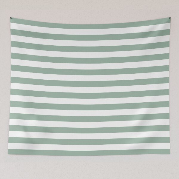 Item preview, Small MUTED GREEN and WHITE Horizontal STRIPES designed and sold by RachelMacht.
