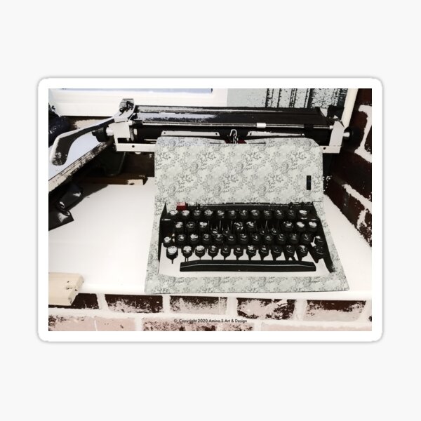 Vintage Floral Typewriter Designer Sticker