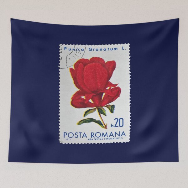 Item preview, Pomegranate Red Flower 1971 Vintage Stamp designed and sold by StampCollection.
