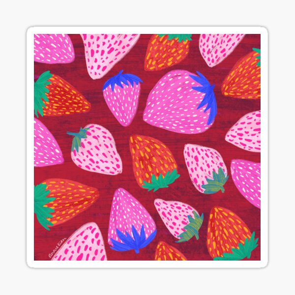 Strawberries on Red Sticker
