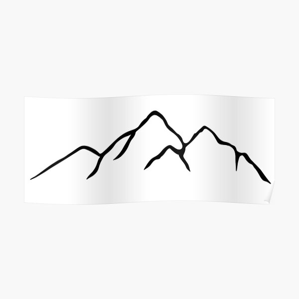 Mountain Range Outline Poster For Sale By Erinmoran Redbubble   Poster,504x498,f8f8f8 Pad,600x600,f8f8f8 