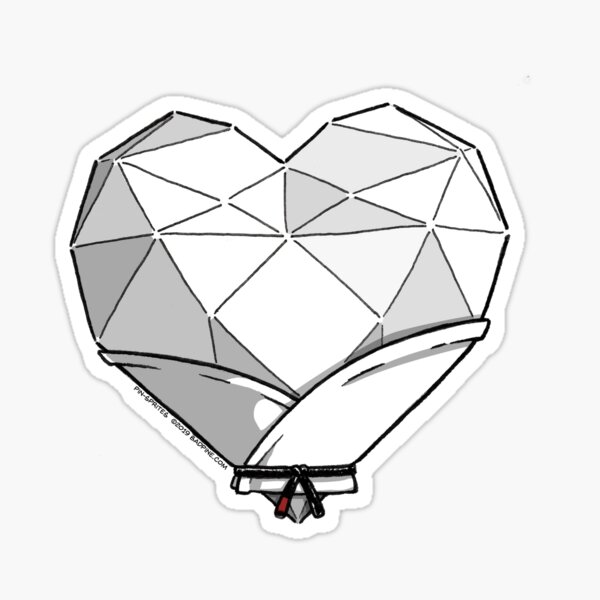 Pin-Sprites - Heart in a Gi - Black and White/ No-Face Sticker