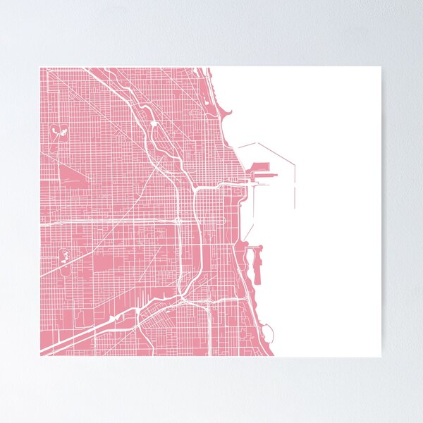 Item preview, Chicago Map - Pink designed and sold by CartoCreative.