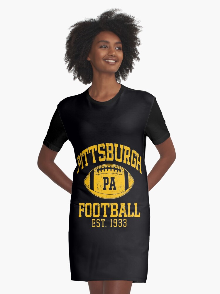 Pittsburgh Steelers V Neck Dress Women's Short Sleeve Dress Casual Loose  Skirt