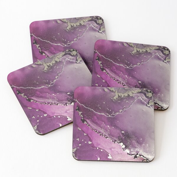 Item preview, Lavender Flood - Fluid Artist - Magenta & Purple Abstract Modern Art Alcohol Ink Painting with Distressed Dot Pattern designed and sold by ArtStains.
