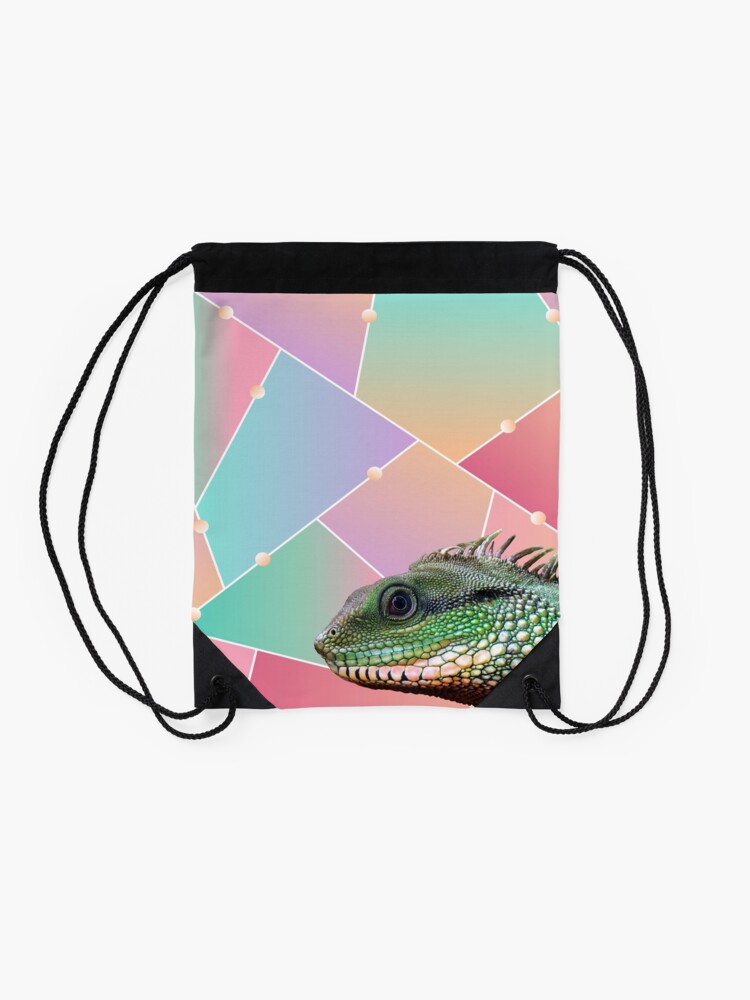 Alternate view of Geometric Pattern Chinese Water Dragon Drawstring Bag