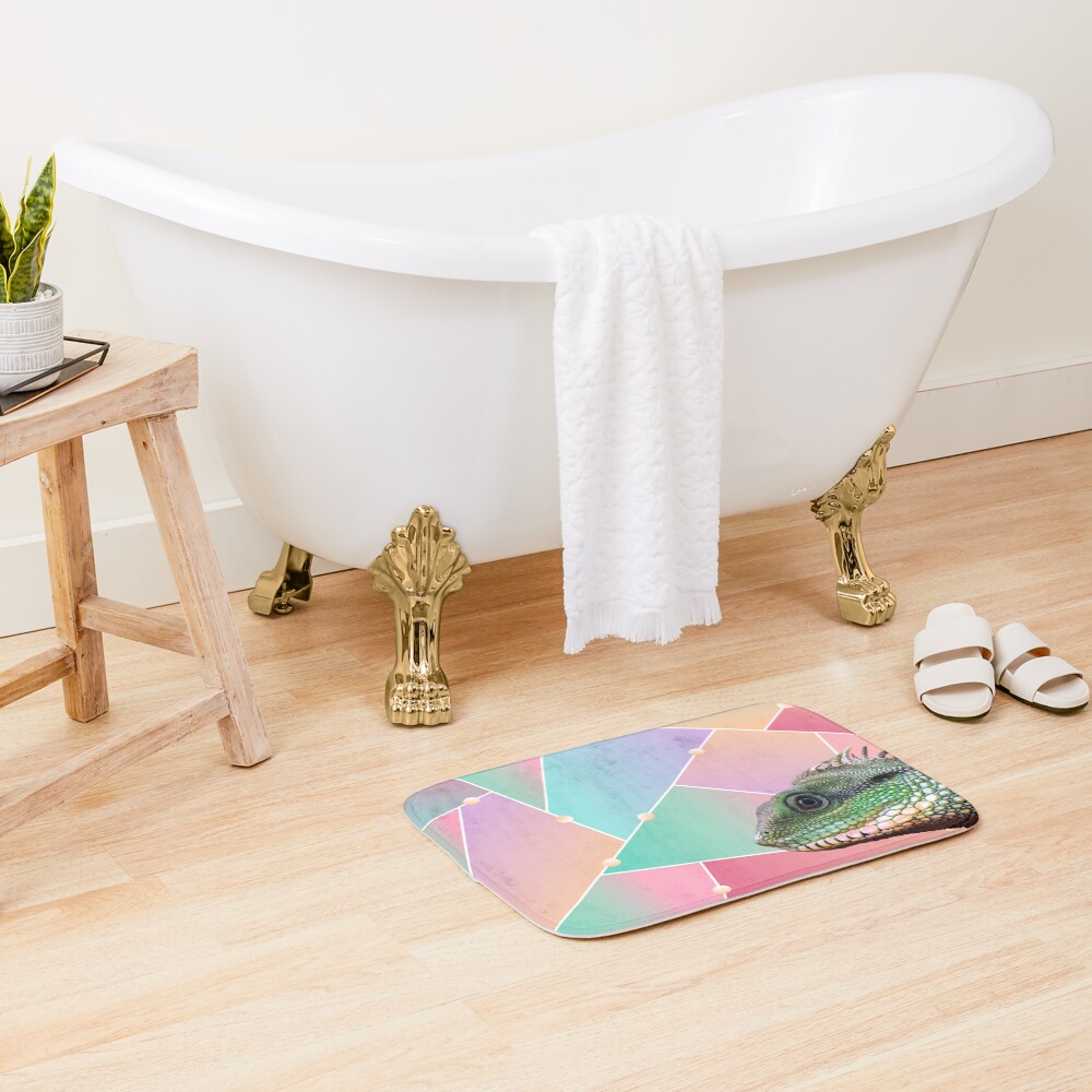 Geometric Pattern Chinese Water Dragon Bath Mat
