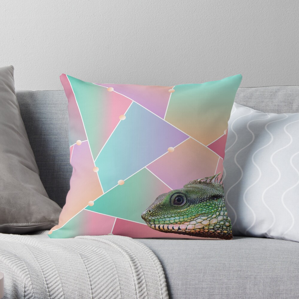 Geometric Pattern Chinese Water Dragon Throw Pillow