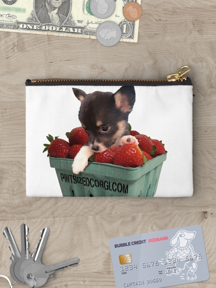 Thumbnail 3 of 4, Zipper Pouch, Pint-Sized Strawberry Corgi designed and sold by Jowcica.