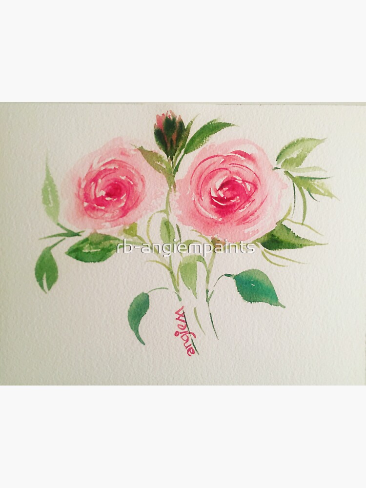 Thumbnail 3 of 3, Sticker, Pink Roses Bouquet designed and sold by rb-angiempaints.