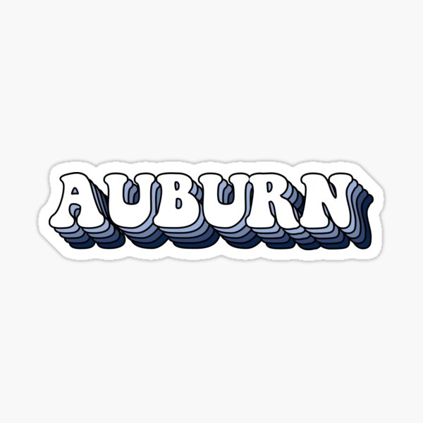 Auburn Retro Text Blue Sticker For Sale By Emilyawell Redbubble 9237