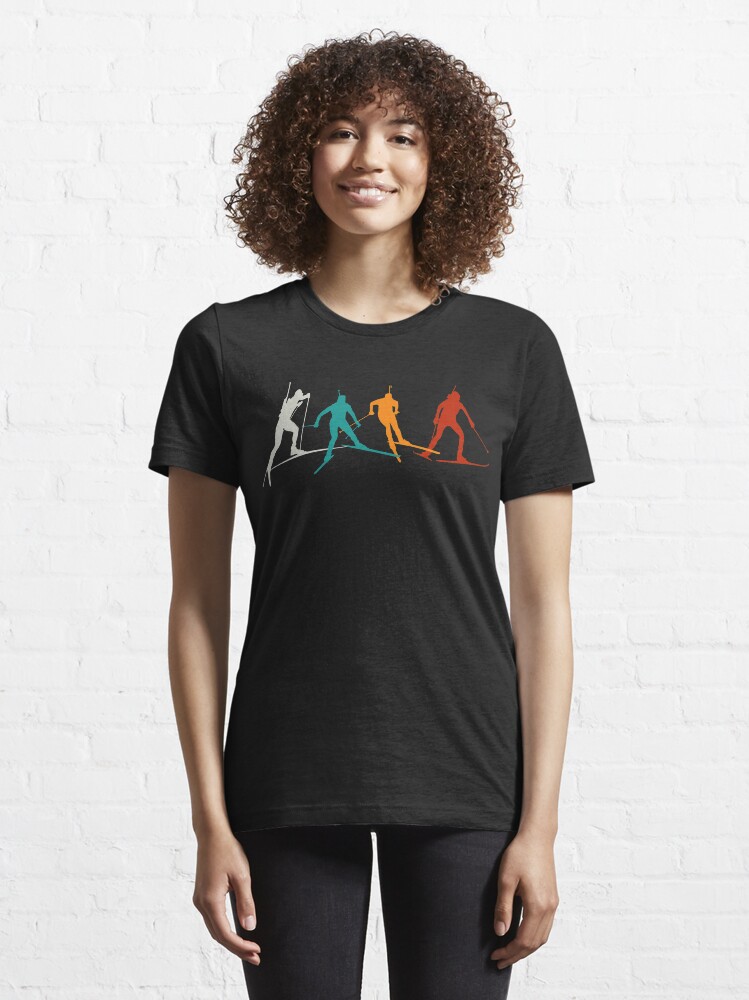 Alternate view of Biathlon winter sport combines cross-country skiing and rifle shooting Essential T-Shirt