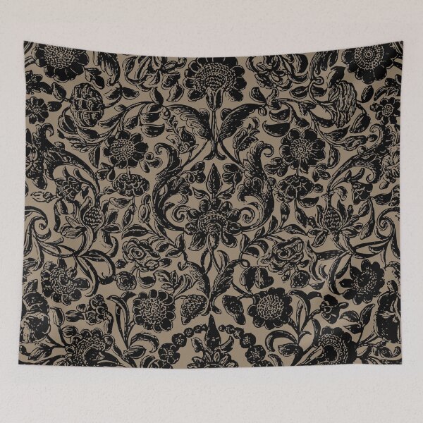 Item preview, Floral Victorian Black and Pastel Brown Pattern  designed and sold by MariusMunteanu.