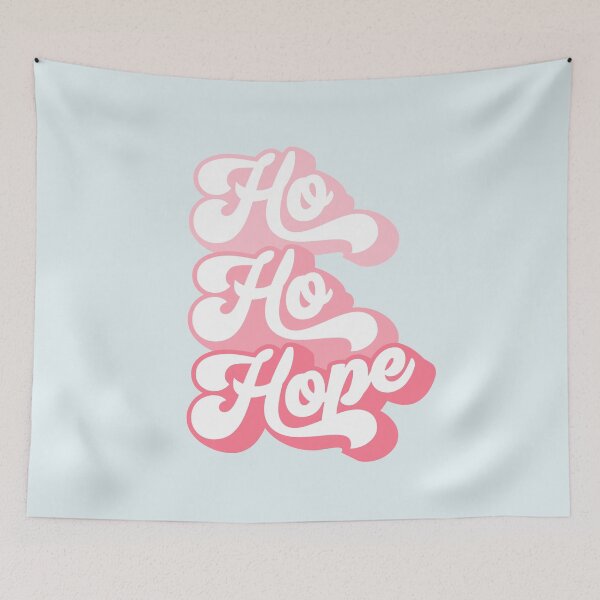 Item preview, Ho Ho Hope - Pastel pink on blue  #typography #retro #positivity designed and sold by Dominiquevari.