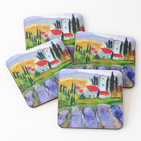 Item preview, Lavender field watercolor painting designed and sold by horseaddicted.