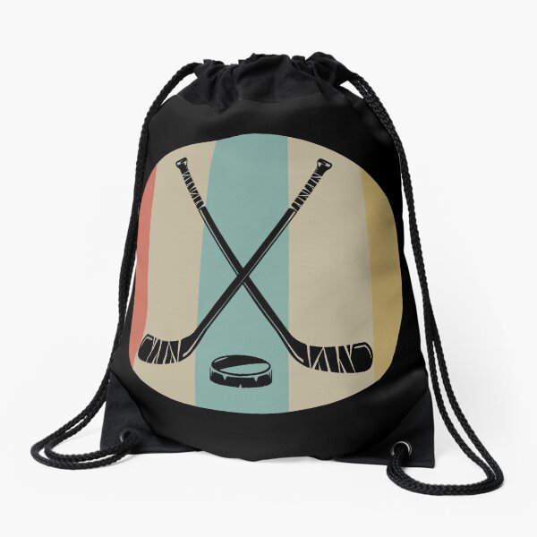 Retro Vintage Hockey Sticks and Puck Drawstring Bag