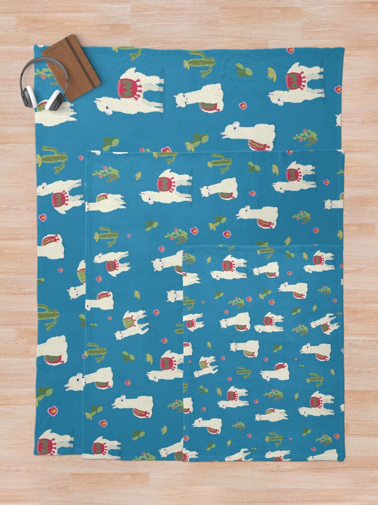 Thumbnail 5 of 6, Throw Blanket, Cute pattern for Alpaca designed and sold by Ribsa.
