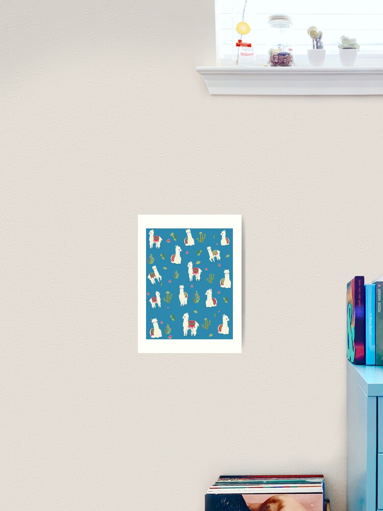 Thumbnail 2 of 3, Art Print, Cute pattern for Alpaca designed and sold by Ribsa.