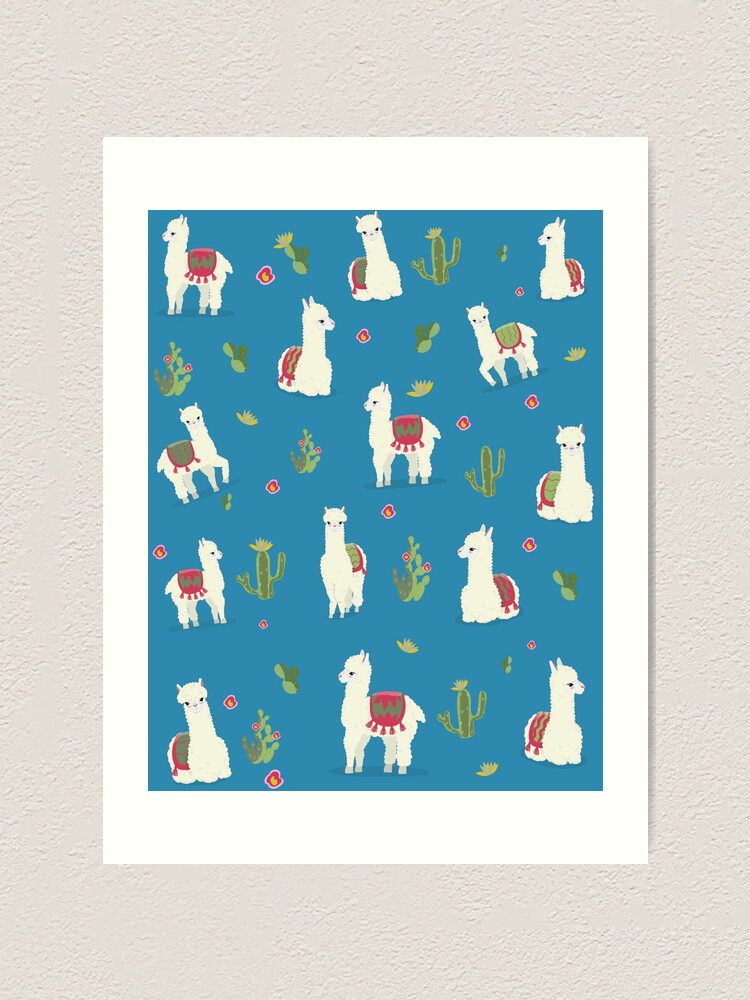Thumbnail 1 of 3, Art Print, Cute pattern for Alpaca designed and sold by Ribsa.