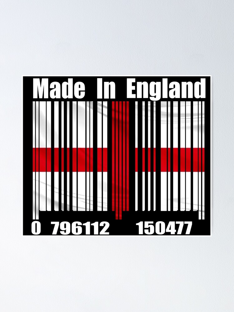 Póster «Hecho en código de barras de inglaterra (en blanco)» de maya35 ...