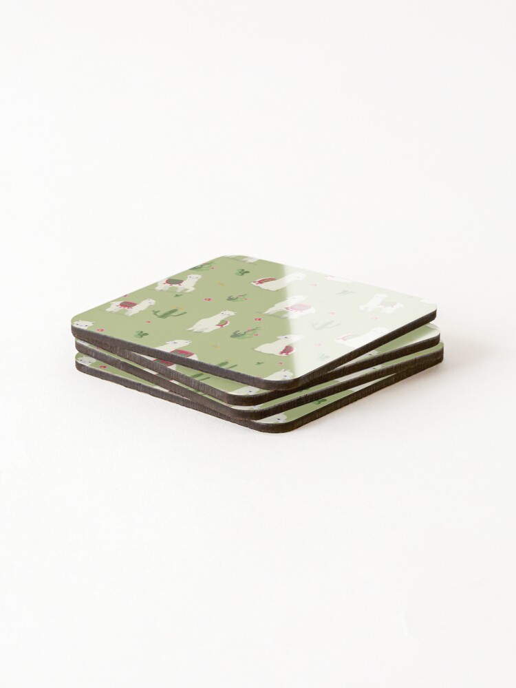 Thumbnail 4 of 5, Coasters (Set of 4), Cute pattern for Alpaca designed and sold by Ribsa.