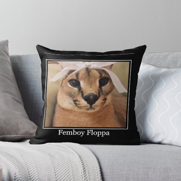  Floppa Memes Big Low Poly Cat Throw Pillow, 16x16