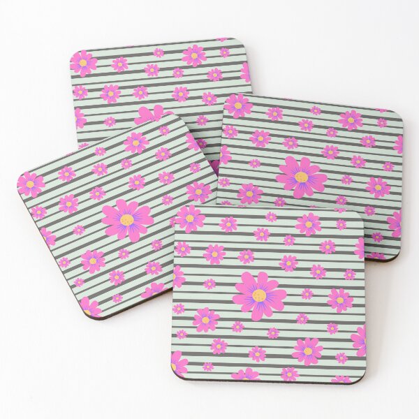 Item preview, Fancy pink daisy flowers with black stripes designed and sold by metin1331.