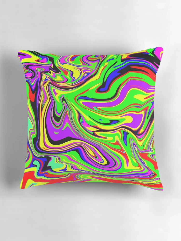 Thumbnail 3 of 4, Pillow, Colorful Psychedelic Swirly Pattern designed and sold by DesignCodeStore.