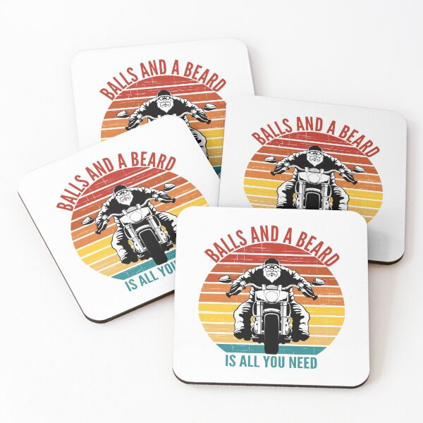 Item preview, Balls and a beard is all you need biker silhouette on a retro sunset designed and sold by portrait4you.