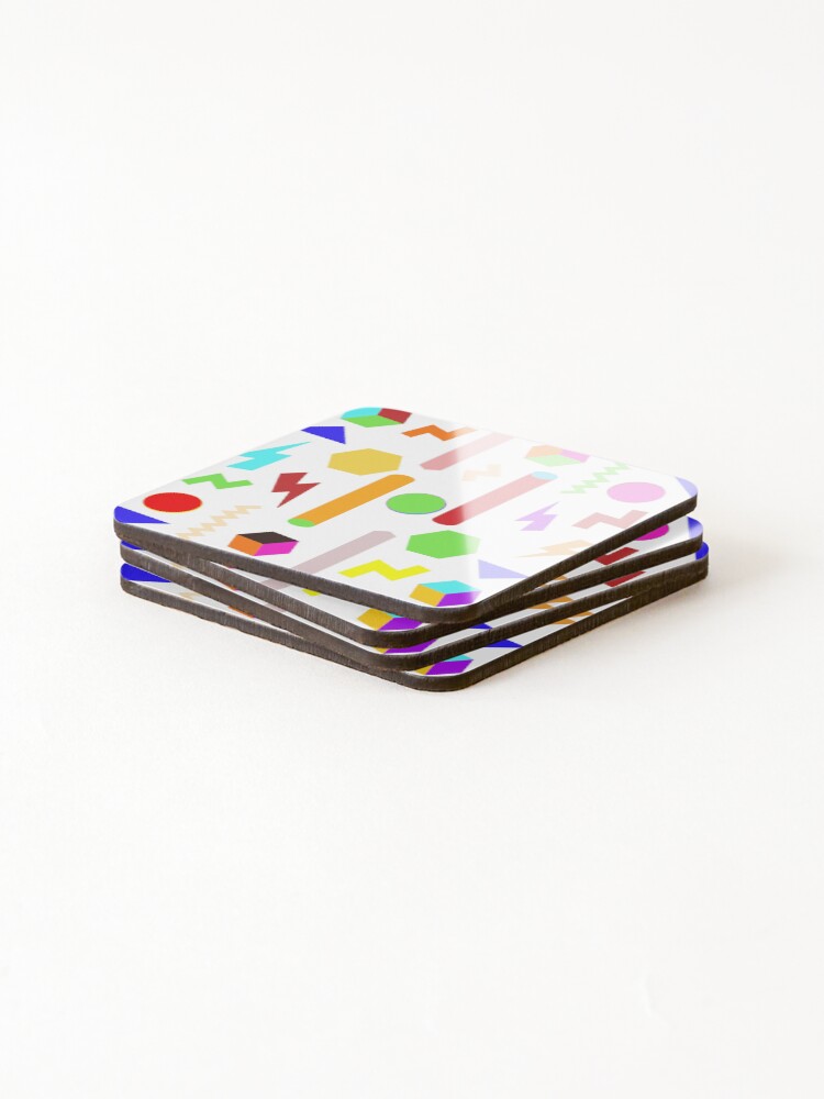Thumbnail 4 of 5, Coasters (Set of 4), Fun Geometric Line Pattern: Cute Colorful Abstract Pattern designed and sold by LisetteV.