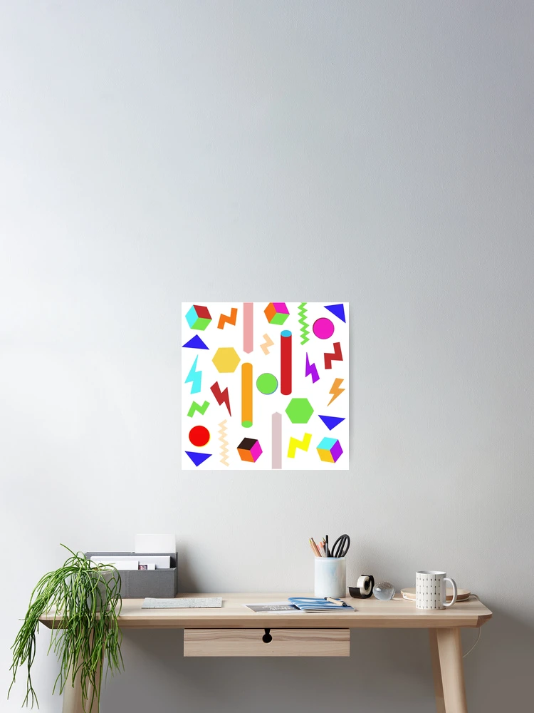 Thumbnail 2 of 3, Poster, Fun Geometric Line Pattern: Cute Colorful Abstract Pattern designed and sold by Vero De.