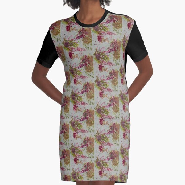 Patterned Flora Graphic T-Shirt Dress