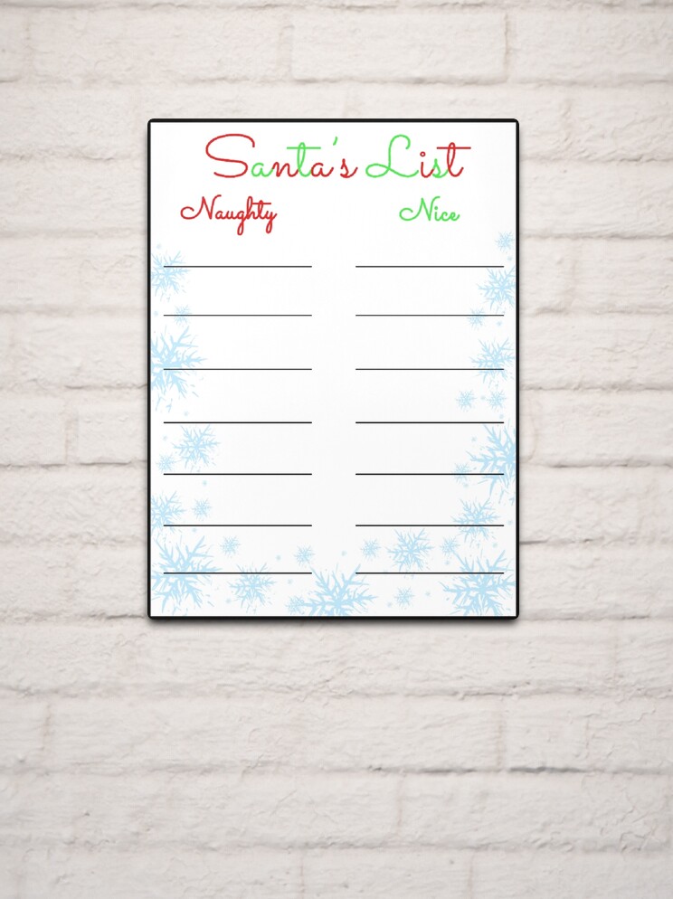 Christmas Naughty or Nice List for Adults Printable