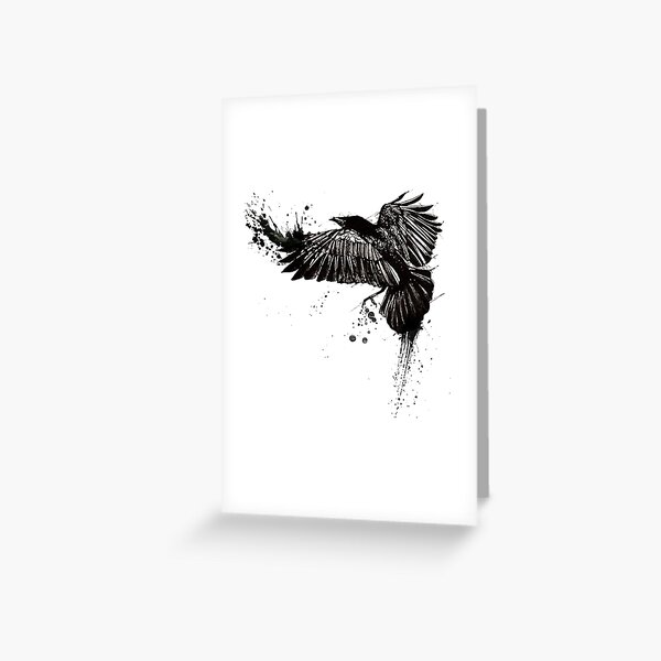 Painted Black Raven Greeting Card