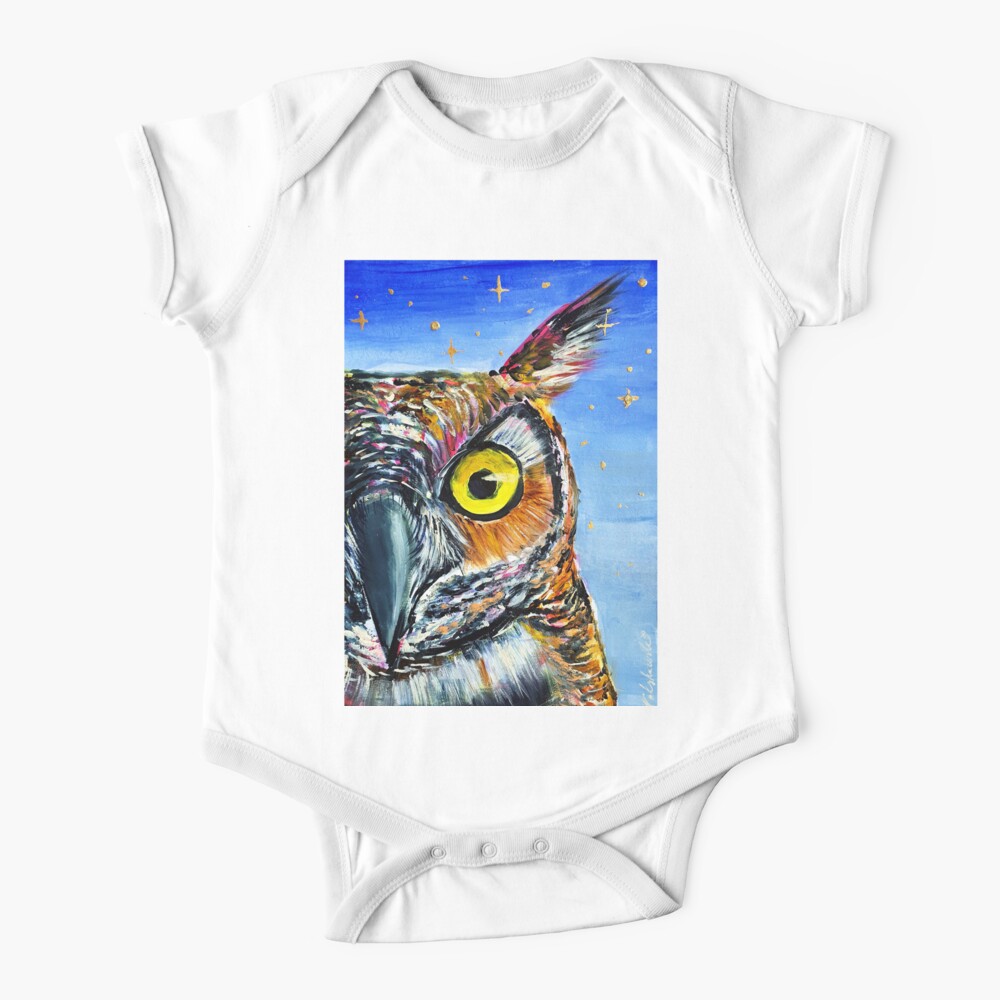 Body Bebe Hibou Grand Duc Dans La Nuit Par Orangerinka Redbubble