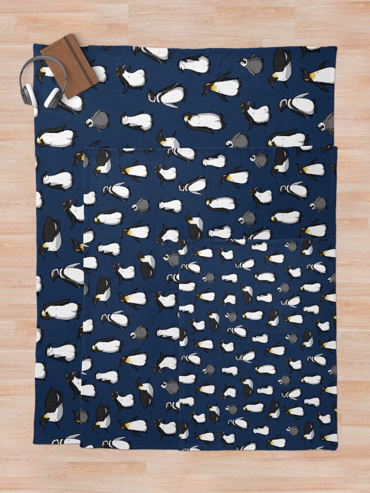 Thumbnail 5 of 6, Throw Blanket, Cute Penguin Pattern (Dark Blue Variant) designed and sold by jpruner.