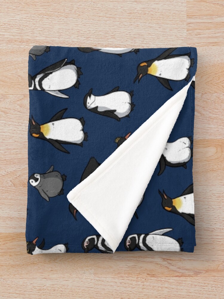 Thumbnail 3 of 6, Throw Blanket, Cute Penguin Pattern (Dark Blue Variant) designed and sold by jpruner.
